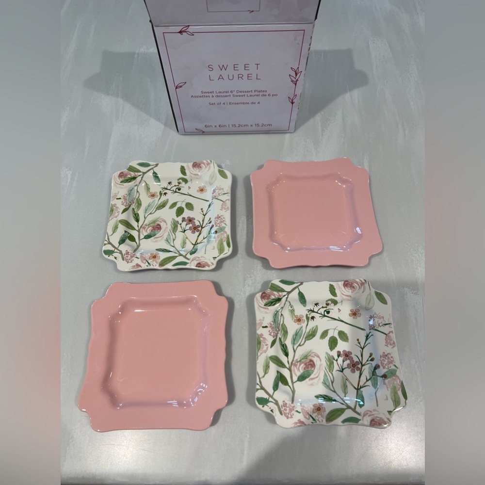 Sweet Laurel 6” dessert plates set of 4